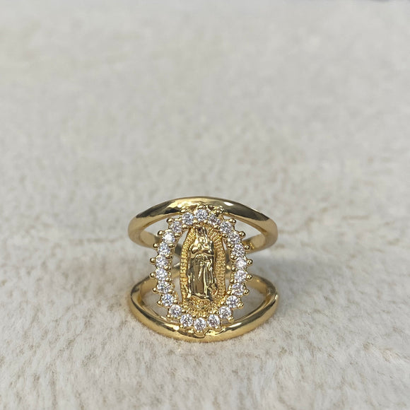 Double band Virgen de Guadalupe ring
