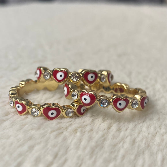 Red Evil Eye heart ring